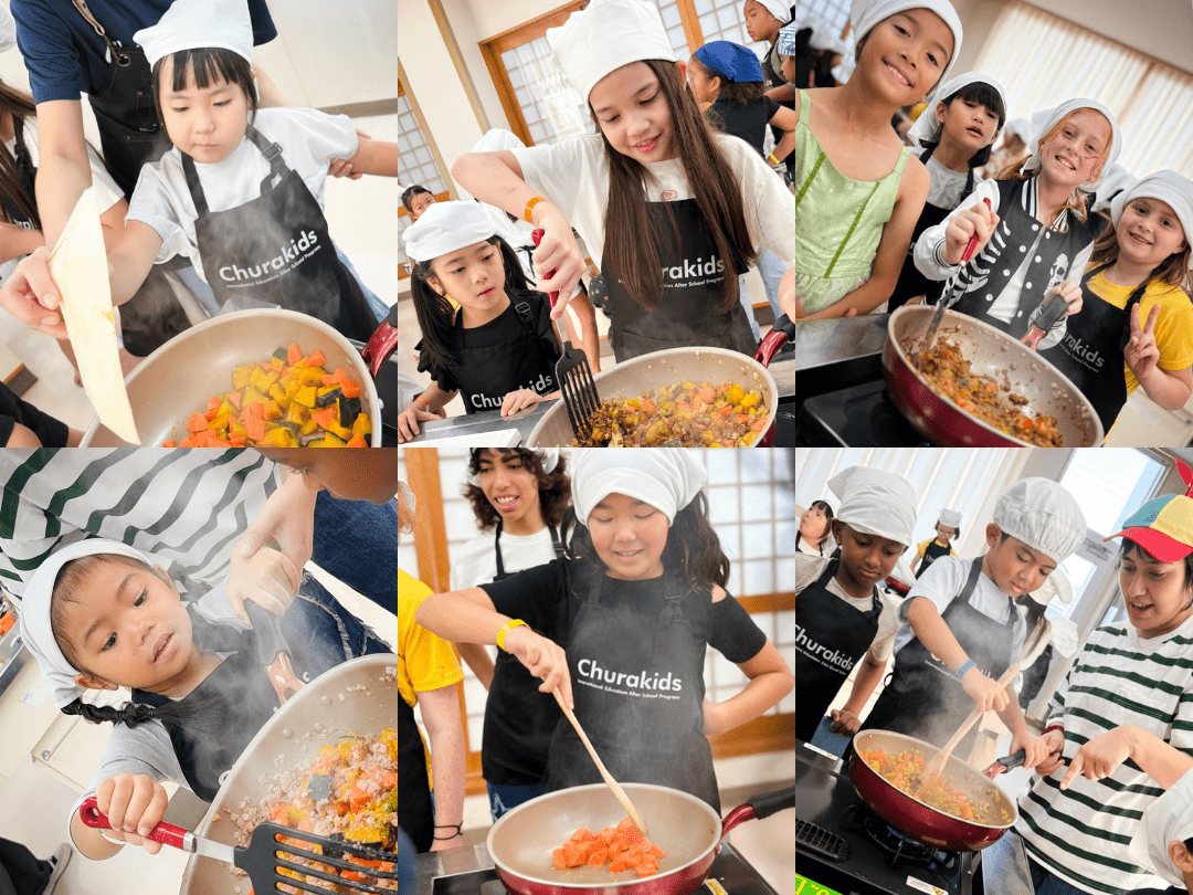 炒めている野菜の様子