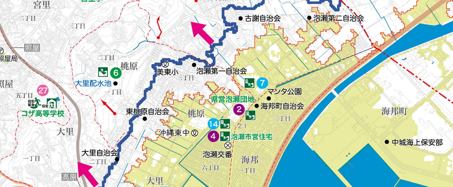 津波ハザードマップ（沖縄市）